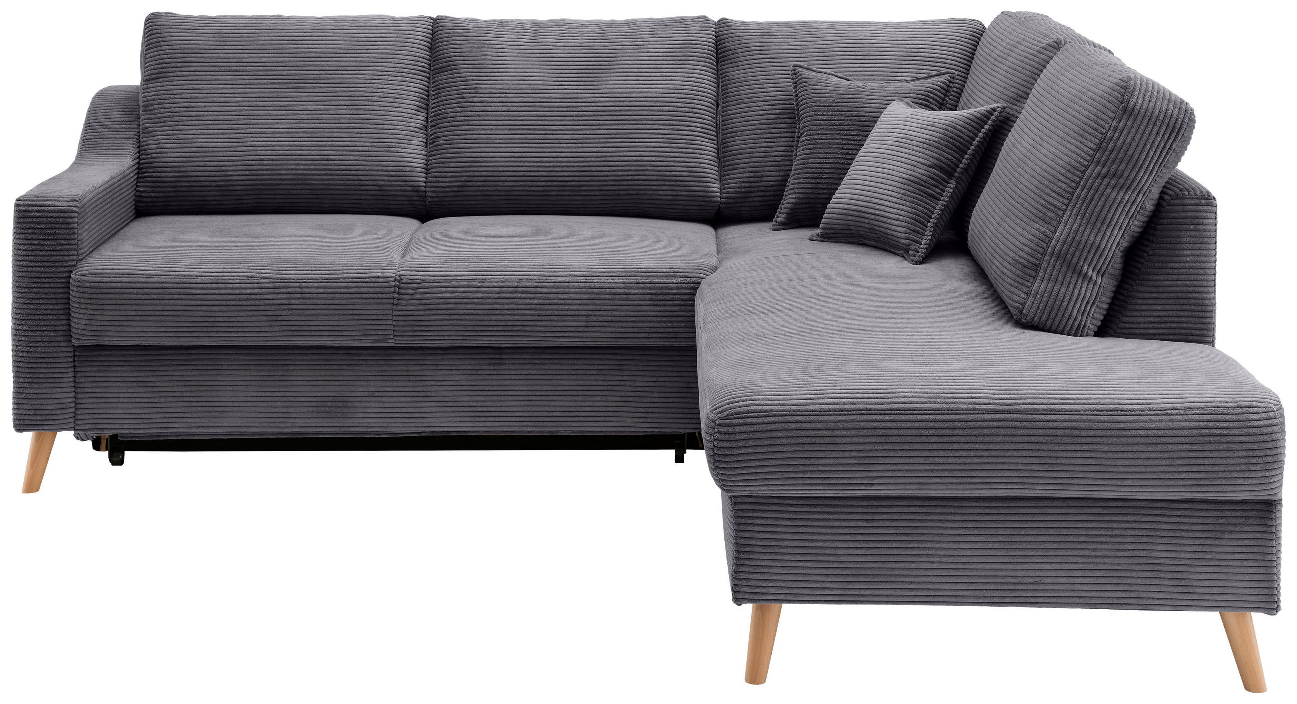 ECKSOFA in Cord Grau  - Naturfarben/Grau, Modern, Holz/Textil (230/200cm) - Livetastic