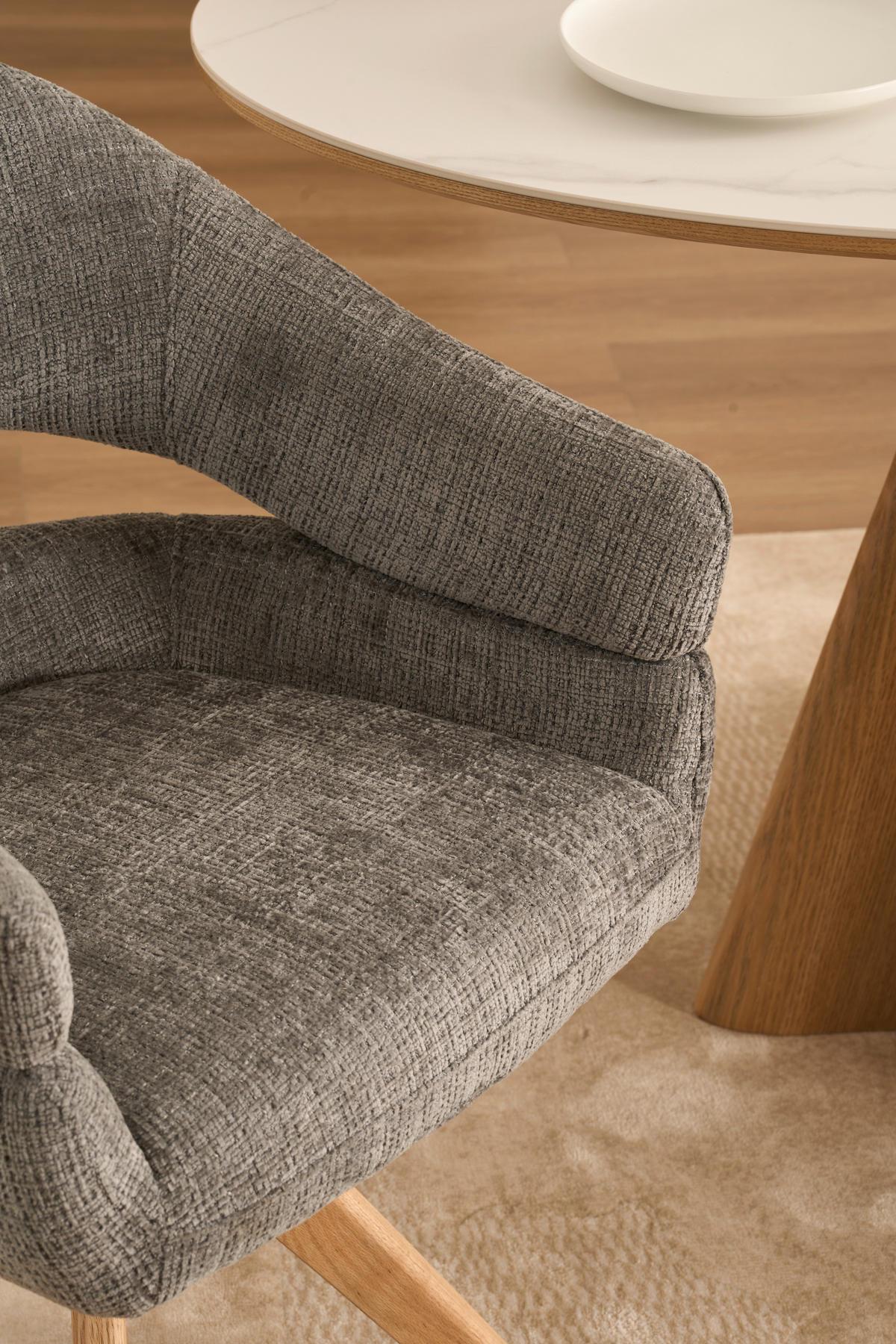 ARMLEHNSTUHL in Holz, Textil Grau, Eichefarben  - Eichefarben/Grau, MODERN, Holz/Textil (58/85/62cm) - Livetastic