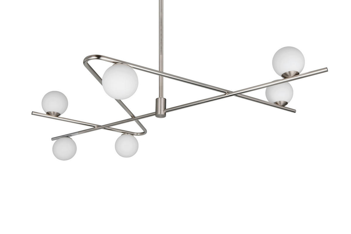 HÄNGELEUCHTE Flaming 120/73,5/195 cm   - Chromfarben/Weiß, LIFESTYLE, Glas/Metall (120/73,5/195cm) - Trio Leuchten