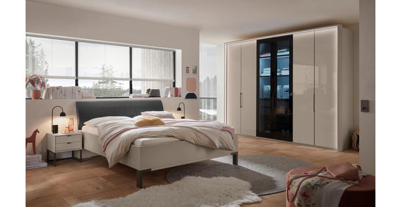 BETT 180/200 cm,  in Braun, Grau, gepolstertes Kopfteil,  - Schieferfarben/Braun, KONVENTIONELL, Textil (180/200cm) - Dieter Knoll