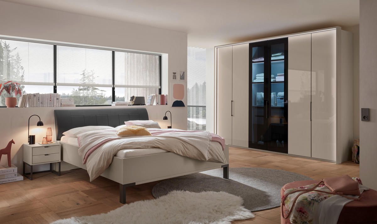 BETT 180/200 cm,  in Braun, Grau, gepolstertes Kopfteil,  - Schieferfarben/Braun, KONVENTIONELL, Textil (180/200cm) - Dieter Knoll