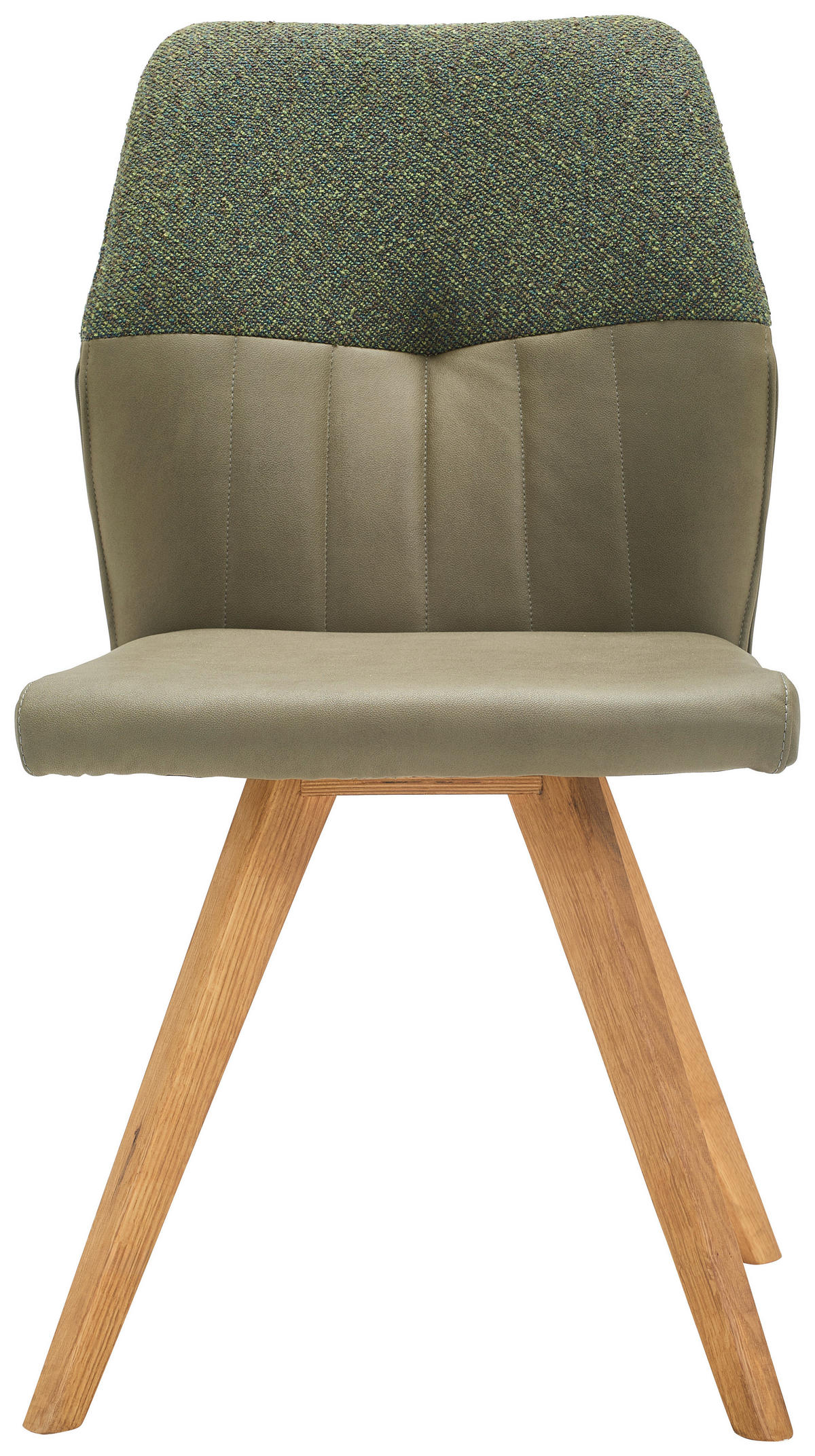 STUHL  in Lederlook, Webstoff  - Wildeiche/Olivgrün, Konventionell, Holz/Textil (49,5/87/62,5cm) - Valdera