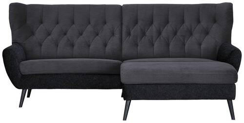 ECKSOFA in Cord Anthrazit  - Anthrazit/Schwarz, Design, Holz/Textil (237/165cm) - Stylife