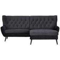 ECKSOFA in Cord Anthrazit  - Anthrazit/Schwarz, Design, Holz/Textil (237/165cm) - Stylife