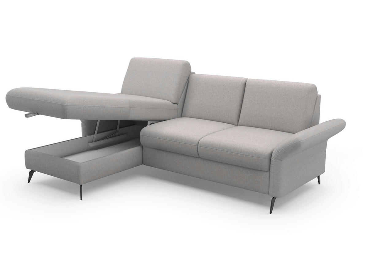ECKSOFA ROCHELLE E Hellgrau Flachgewebe  - Hellgrau/Schwarz, KONVENTIONELL, Textil/Metall (164/251cm) - Sit & More