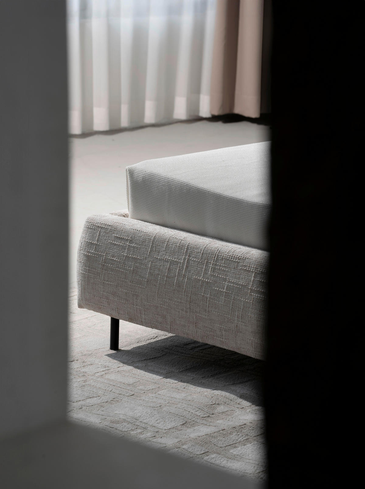 POLSTERBETT 180/200 cm, inkl. gepolstertes Kopfteil, Lattenrost,  in Beige  - Eichefarben/Beige, Design, Holz/Textil (180/200cm) - Boxxx