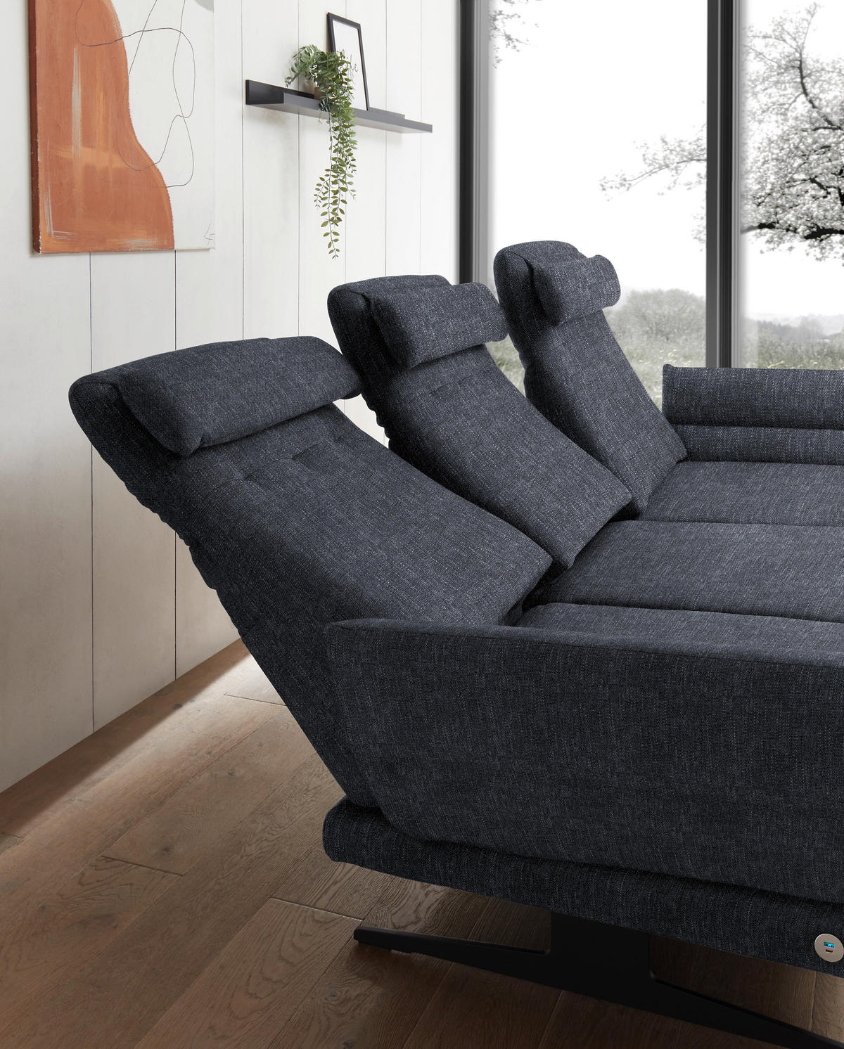 ECKSOFA in Flachgewebe Grau  279-327/176-217 cm  - Schwarz/Grau, Design, Textil/Metall (279-327/176-217cm) - Dieter Knoll