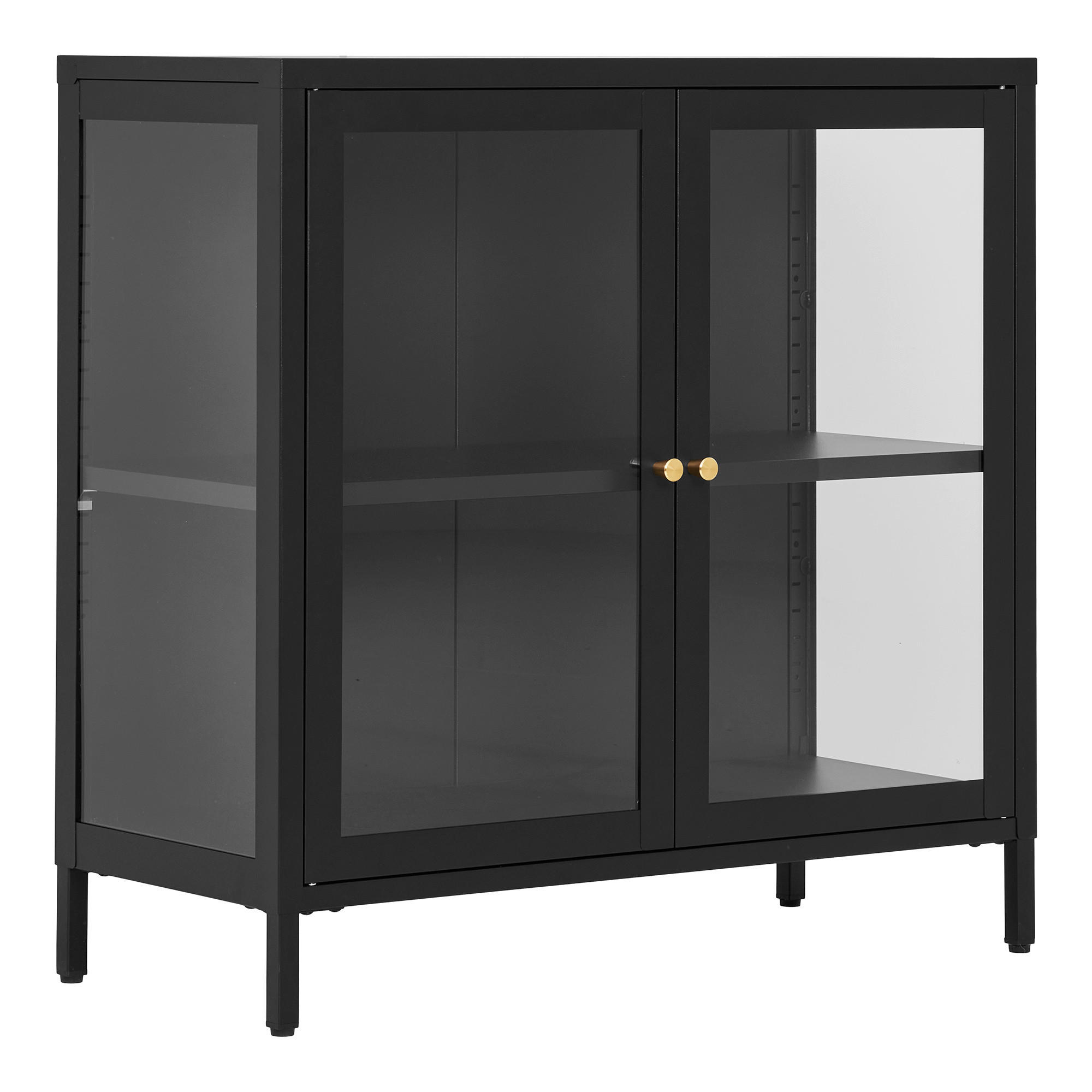 GARDEROBENSCHRANK DALBY  in 80/80/35 cm  - Messingfarben/Schwarz, Design, Glas/Metall (80/80/35cm) - MID.YOU