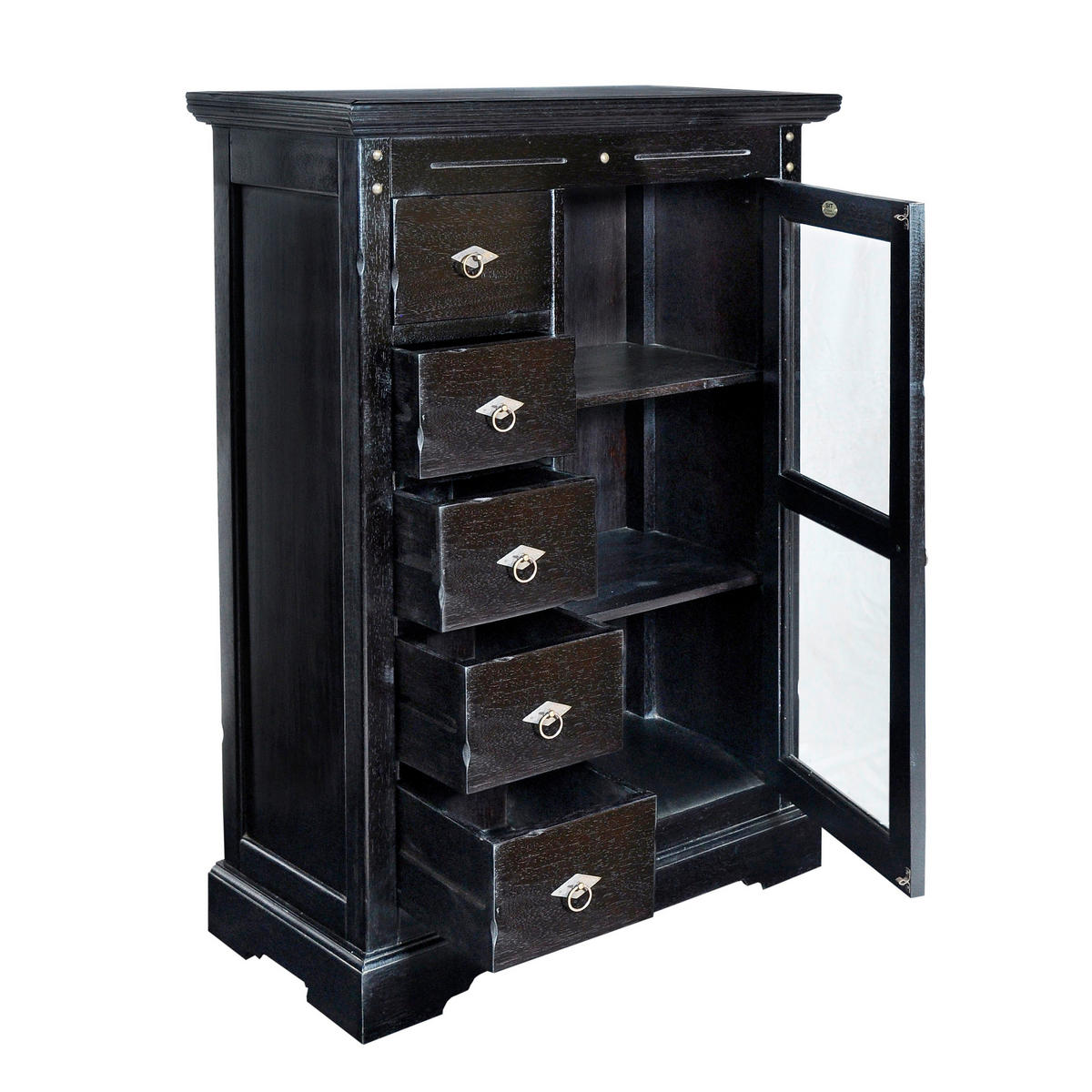 MEHRZWECKSCHRANK 86/122,5/39 cm  in Schwarz  - Messingfarben/Schwarz, MODERN, Glas/Holz (86/122,5/39cm) - MID.YOU