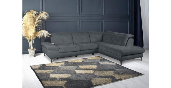 ECKSOFA Dunkelgrau Webstoff - Dunkelgrau/Schwarz, KONVENTIONELL, Textil/Metall (288/225cm) - Carryhome