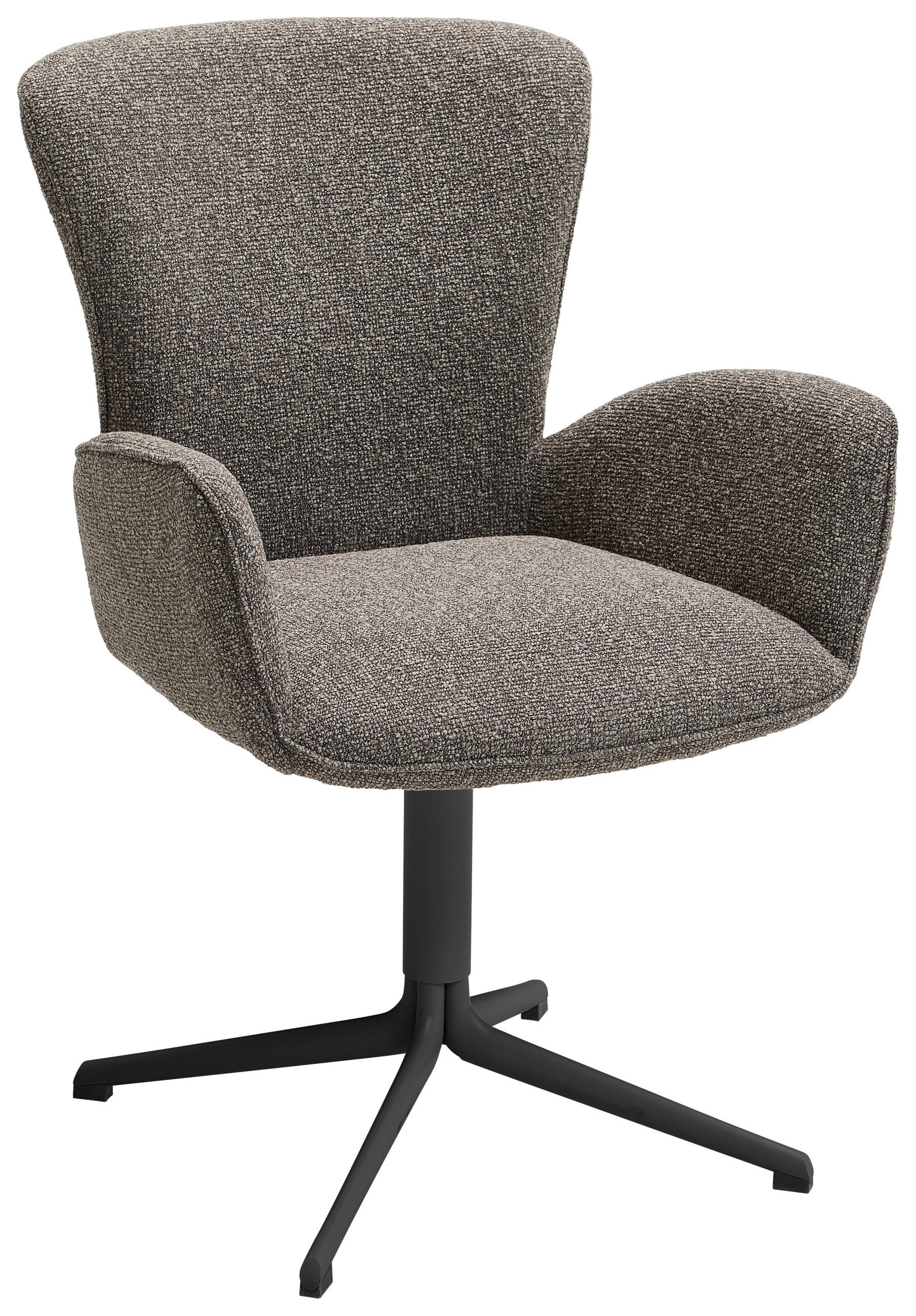 ARMLEHNSTUHL  in Eisen Jacquard, Flachgewebe  - Graubraun/Schwarz, Design, Textil/Metall (63/92/63cm) - Valdera