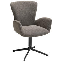 ARMLEHNSTUHL , Stoffauswahl, Typenauswahl, Sitzfläche 360° drehbar, inklusive Armlehnen , Jacquard, Flachgewebe  - Graubraun/Schwarz, Design, Textil/Metall (63/92/63cm) - Valdera