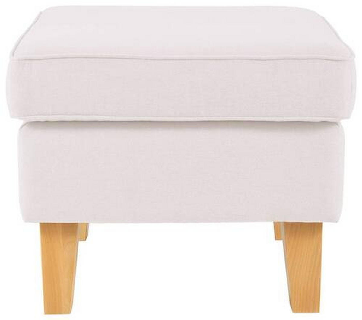 HOCKER in Textil Weiss  - Weiss/Eichefarben, Design, Holz/Textil (55/44/55cm) - MID.YOU