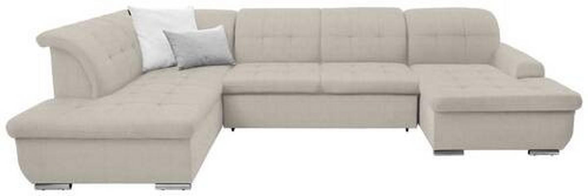 SOFFA i flatväv cremefärgad  - silver/cremefärgad, Design, metall/textil (208/342/145cm) - Livetastic