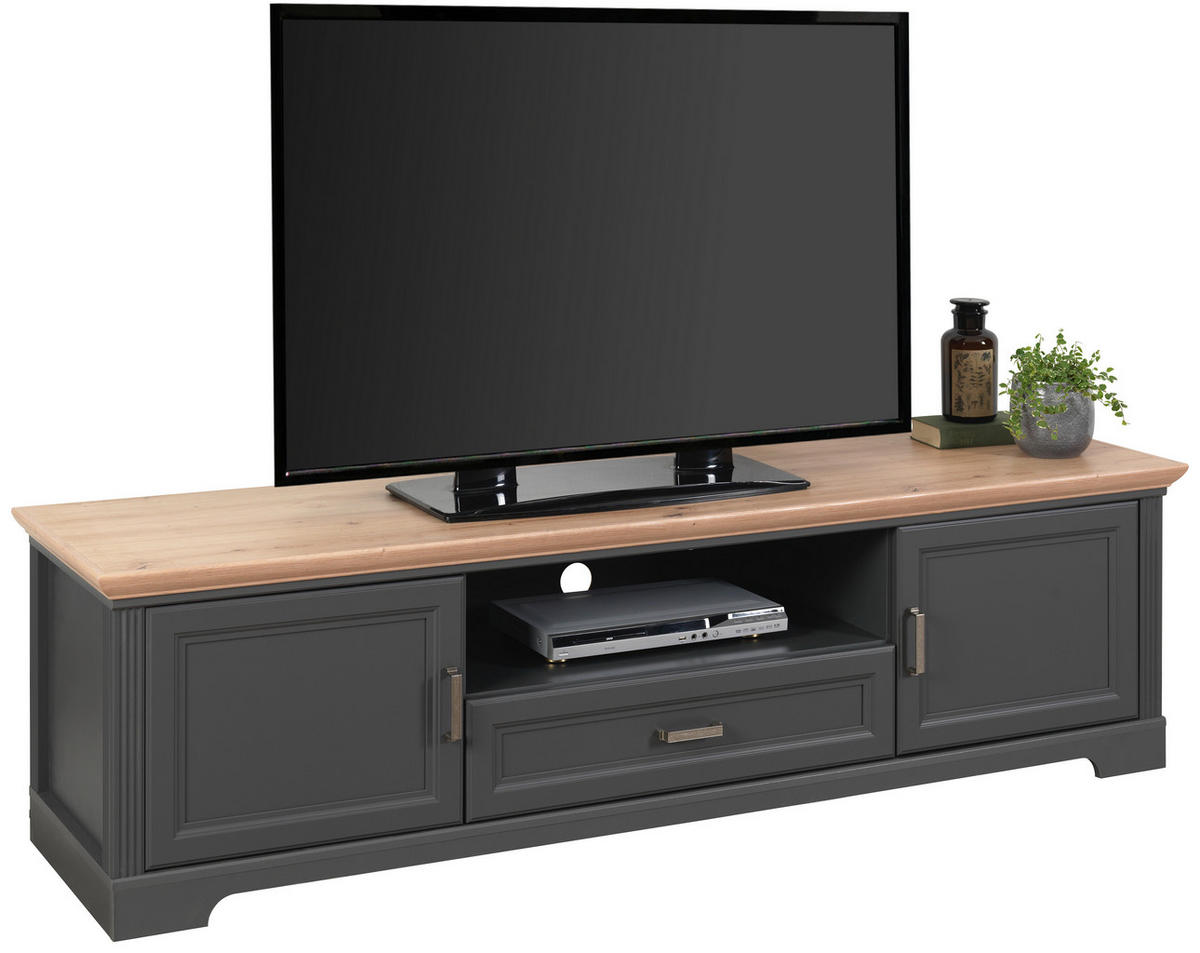 TV-ELEMENT - Graphitfarben/Eiche Artisan, ROMANTIK / LANDHAUS, Holzwerkstoff/Metall (193/54/51cm) - Hom`in