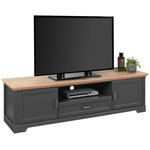 TV-ELEMENT Holzwerkstoff Eiche Artisan  - Graphitfarben/Eiche Artisan, ROMANTIK / LANDHAUS, Holzwerkstoff/Metall (193/54/51cm) - Hom`in