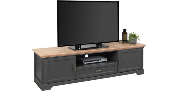 TV-ELEMENT Holzwerkstoff Eiche Artisan  - Graphitfarben/Eiche Artisan, ROMANTIK / LANDHAUS, Holzwerkstoff/Metall (193/54/51cm) - Hom`in