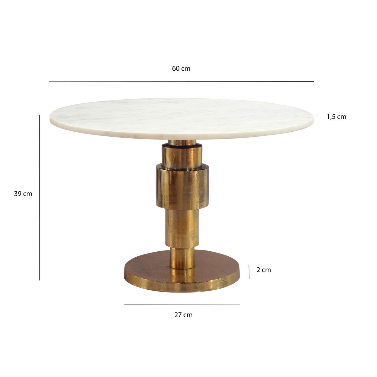SOFFBORD i sten 60/60/39 cm  - vit/guldfärgad, Design, metall/sten (60/60/39cm) - MID.YOU