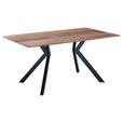 ESSTISCH in Holz, Metall 160/90/76 cm - Nussbaumfarben/Schwarz, KONVENTIONELL, Holz/Metall (160/90/76cm) - Venda