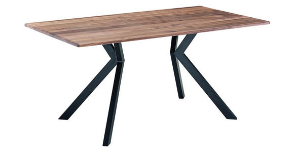 ESSTISCH in Holz, Metall 160/90/76 cm - Nussbaumfarben/Schwarz, KONVENTIONELL, Holz/Metall (160/90/76cm) - Venda