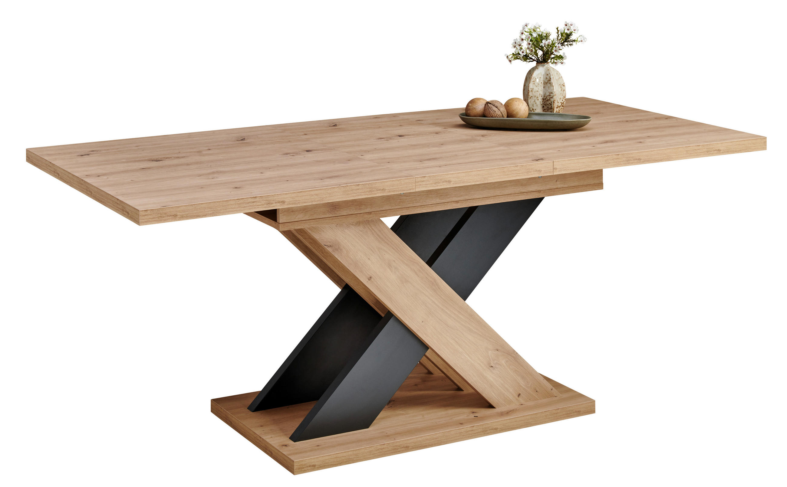 ESSTISCH 140-180/90/75,3 cm Nachbildung  Holzwerkstoff ausziehbar rechteckig Schwarz, Eiche Artisan  - Schwarz/Eiche Artisan, Modern, Holzwerkstoff (140-180/90/75,3cm) - Carryhome