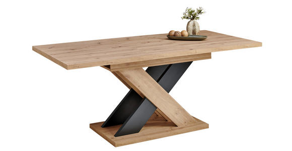 ESSTISCH 140-180/90/75,3 cm Nachbildung  Holzwerkstoff ausziehbar rechteckig Schwarz, Eiche Artisan  - Schwarz/Eiche Artisan, MODERN, Holzwerkstoff (140-180/90/75,3cm) - Carryhome