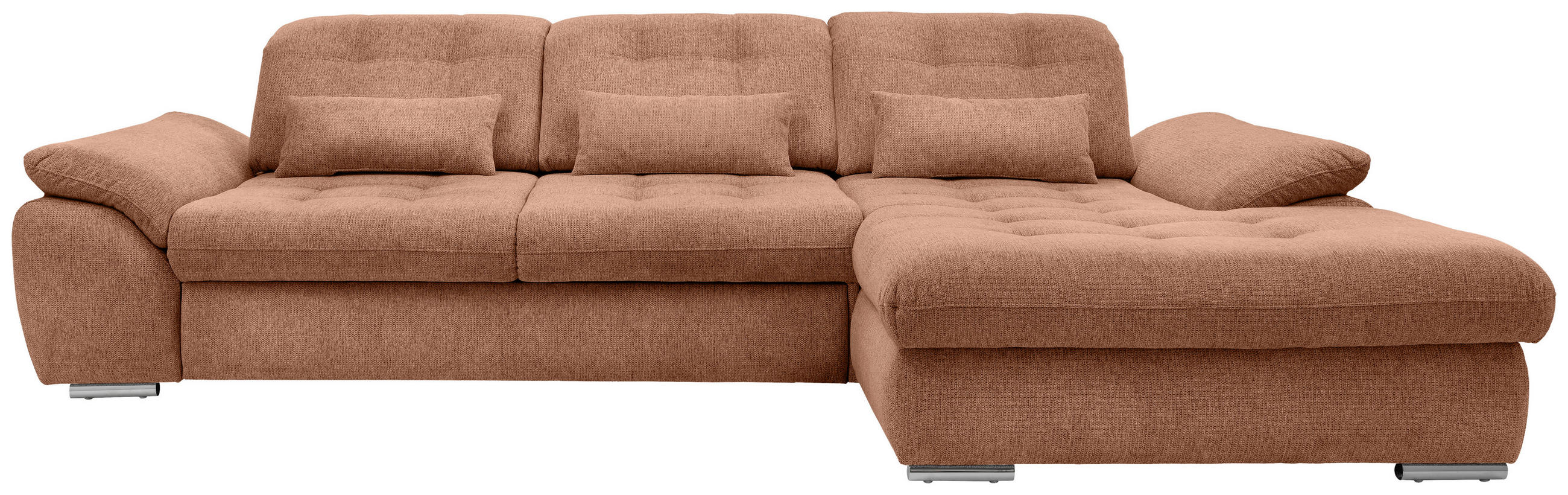 ECKSOFA Koralle Chenille  - Chromfarben/Koralle, MODERN, Textil/Metall (314/184cm) - Livetastic