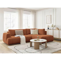 ECKSCHLAFSOFA FUJI Leinenoptik Orange  inkl.  - Schwarz/Orange, MODERN, Kunststoff/Textil (282/204cm)