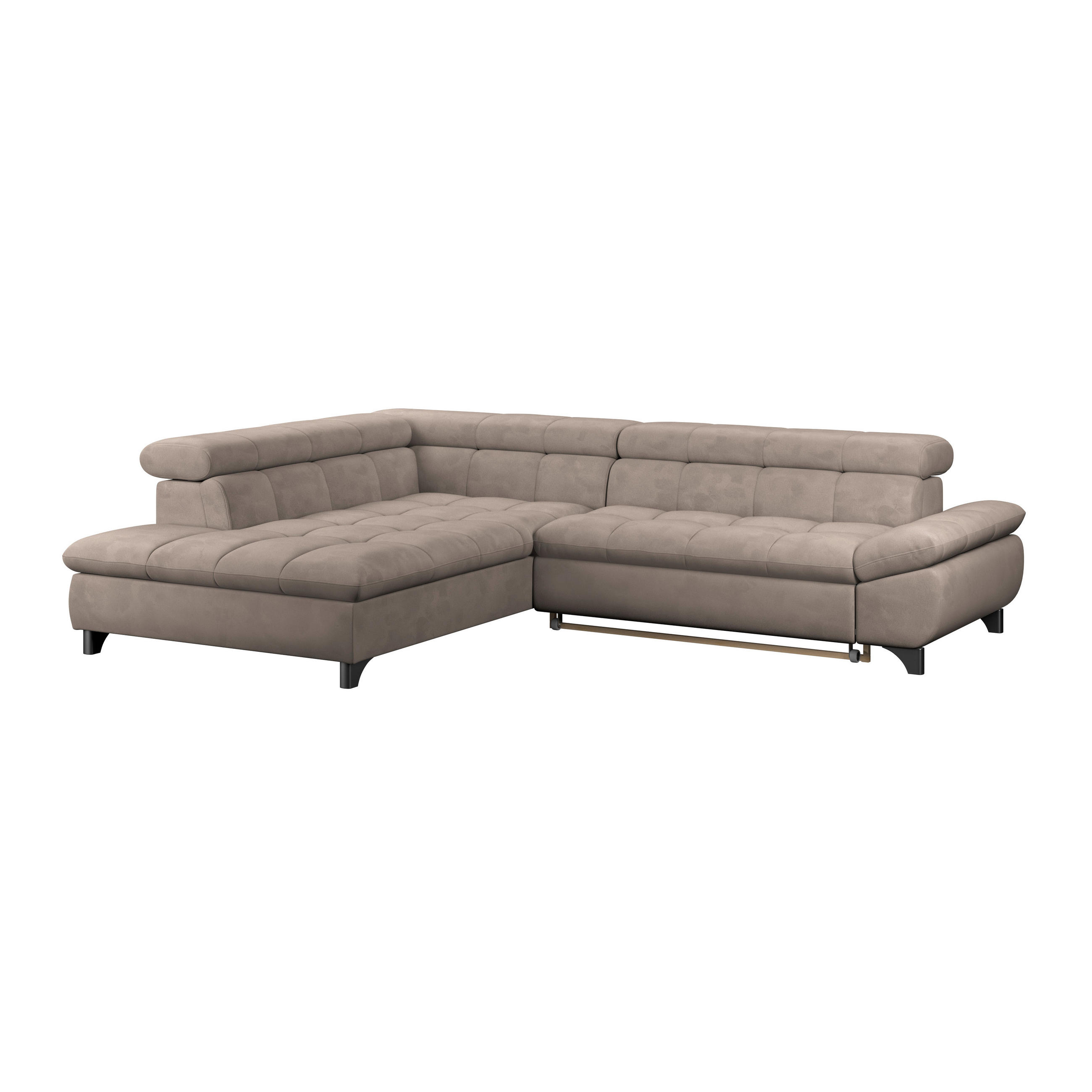 ECKSOFA Beige Chenille  - Chromfarben/Beige, KONVENTIONELL, Textil/Metall (234/312cm) - Livetastic