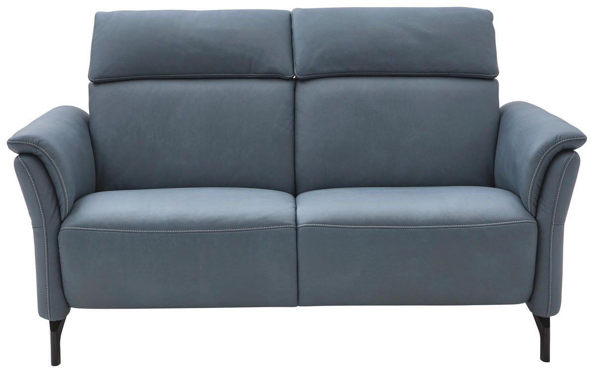 2-SITZER-SOFA in Echtleder Graublau  - Graublau/Schwarz, Konventionell, Leder/Metall (178/103/92cm) - Dieter Knoll