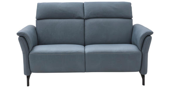 2-SITZER-SOFA Graublau Echtleder  - Graublau/Schwarz, KONVENTIONELL, Leder/Metall (178/103/92cm) - Dieter Knoll