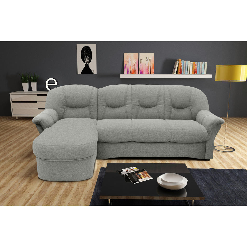 Thumbnail - Mid.you Ecksofa, Silber, Textil, Uni, 3-Sitzer, L-Form, 233x142 cm, Made in EU, FSC Mix, seitenverkehrt erhältlich, Hock...