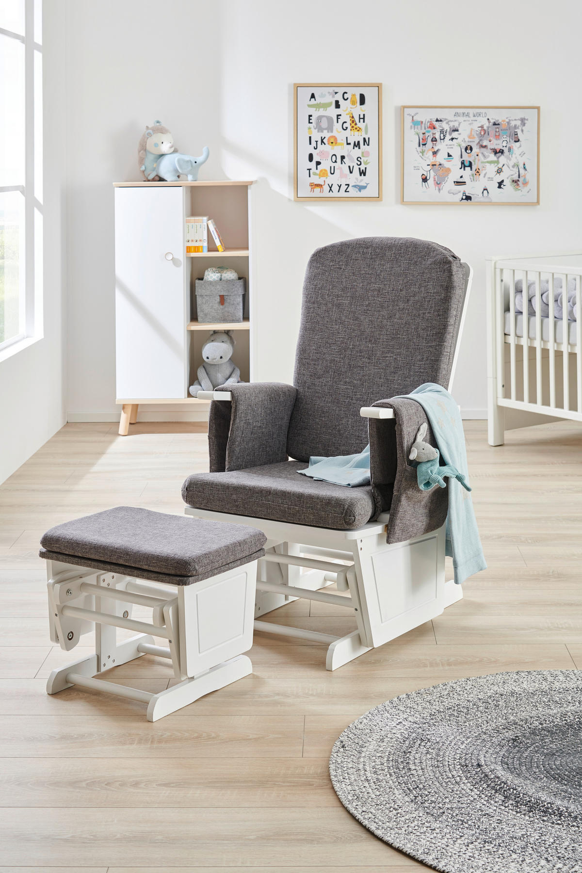STILLSTUHL - Weiß/Grau, Basics, Holz/Textil (56/101/73cm) - My Baby Lou