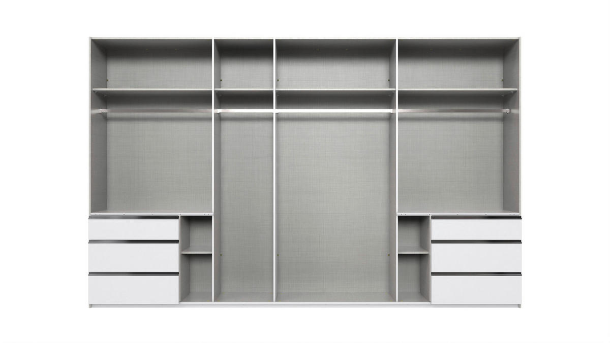 SCHWEBETÜRENSCHRANK 350/216/65 cm 4-türig Graphitfarben, Eichefarben  - Chromfarben/Eichefarben, Basics, Glas/Holzwerkstoff (350/216/65cm) - MID.YOU