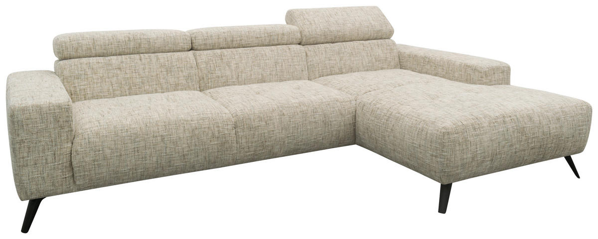 ECKSOFA 100 005 FK Beige Chenille Rücken echt  - Beige/Schwarz, Basics, Textil/Metall (284/175cm) - Livetastic
