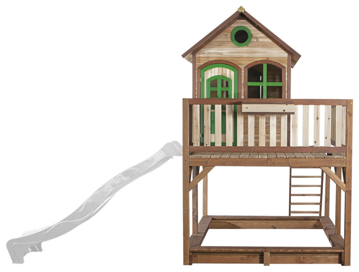 SPIELTURM 377/291/255 cm  - Braun/Weiß, KONVENTIONELL, Holz (377/291/255cm) - Ambia Garden