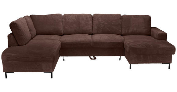 WOHNLANDSCHAFT Dunkelbraun Cord  - Dunkelbraun/Schwarz, KONVENTIONELL, Textil/Metall (197/303/148cm) - Carryhome