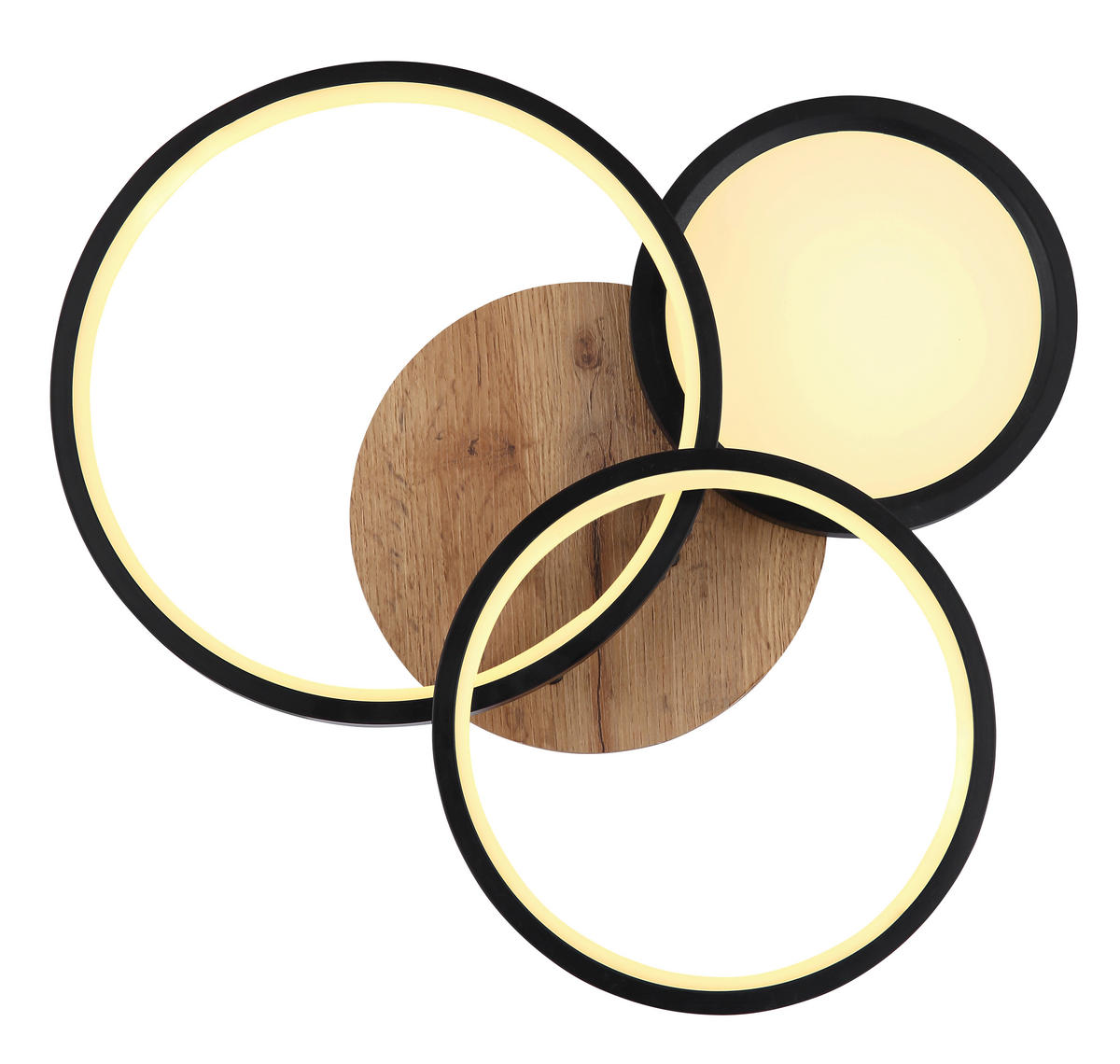 LED-DECKENLEUCHTE 40/38/10,5 cm   - Opal/Schwarz, Design, Holzwerkstoff/Kunststoff (40/38/10,5cm) - Globo
