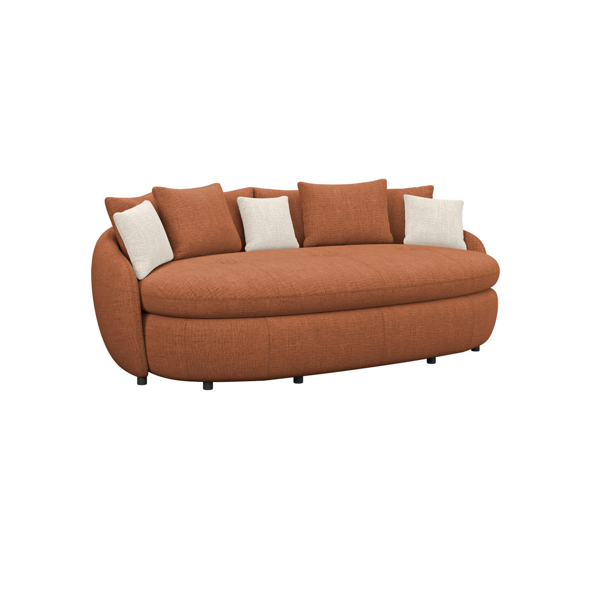 MEGASOFA Chenille Terracotta  - Terracotta/Schwarz, Trend, Kunststoff/Textil (238/80/140cm) - MID.YOU