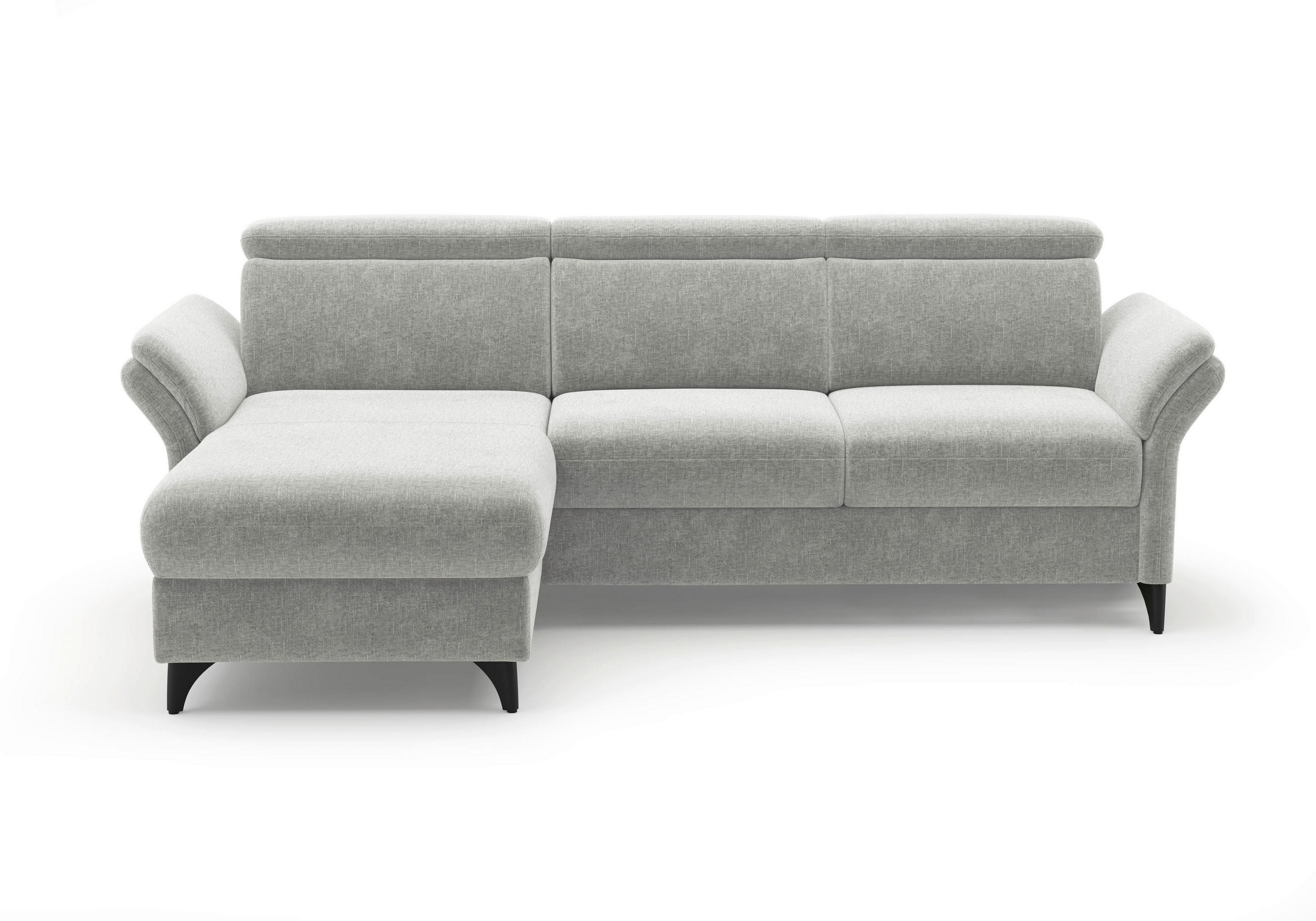 ECKSOFA GLENDALE E Hellgrau Flachgewebe  - Hellgrau/Schwarz, KONVENTIONELL, Textil/Metall (166/253cm) - Sit & More