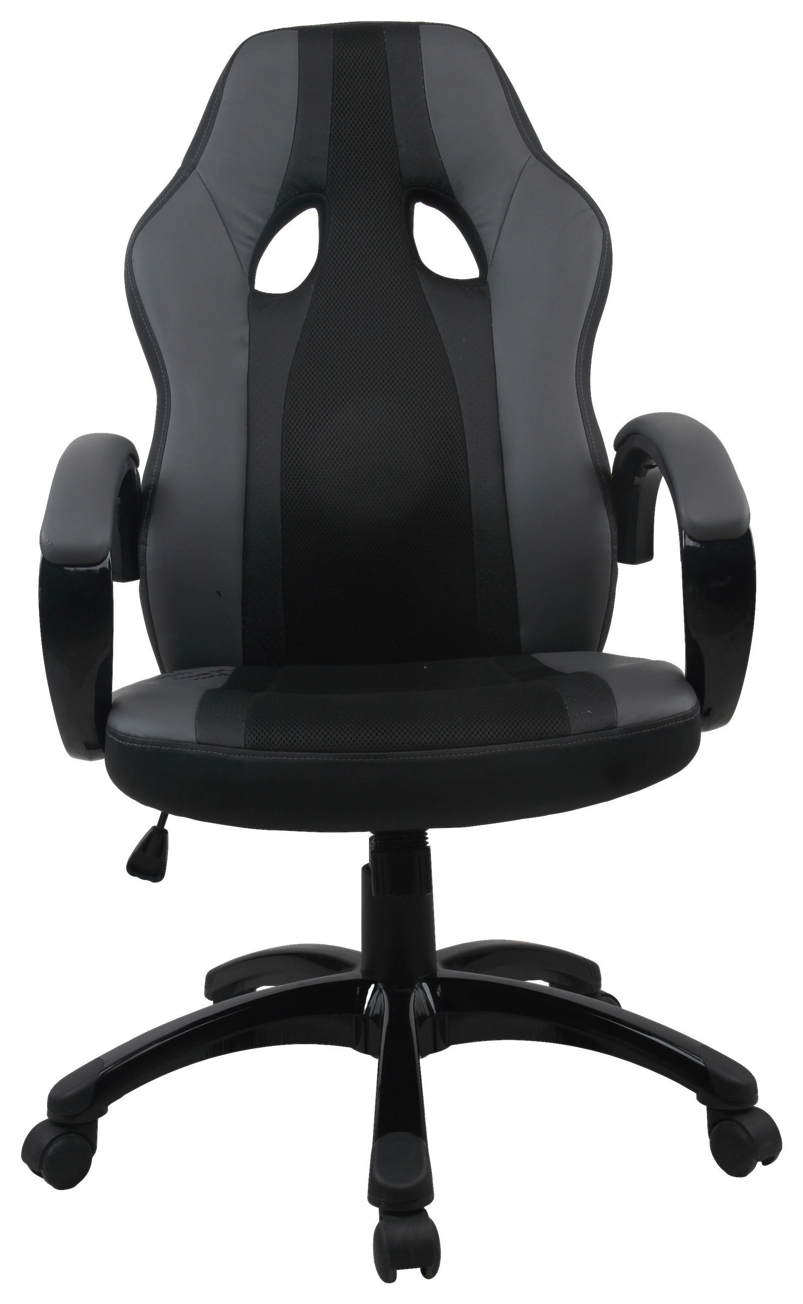 GAMING STOL kovina, umetna masa, tekstil črna, svetlo siva  - črna/siva, Moderno, kovina/umetna masa (61/111/70cm) - MID.YOU