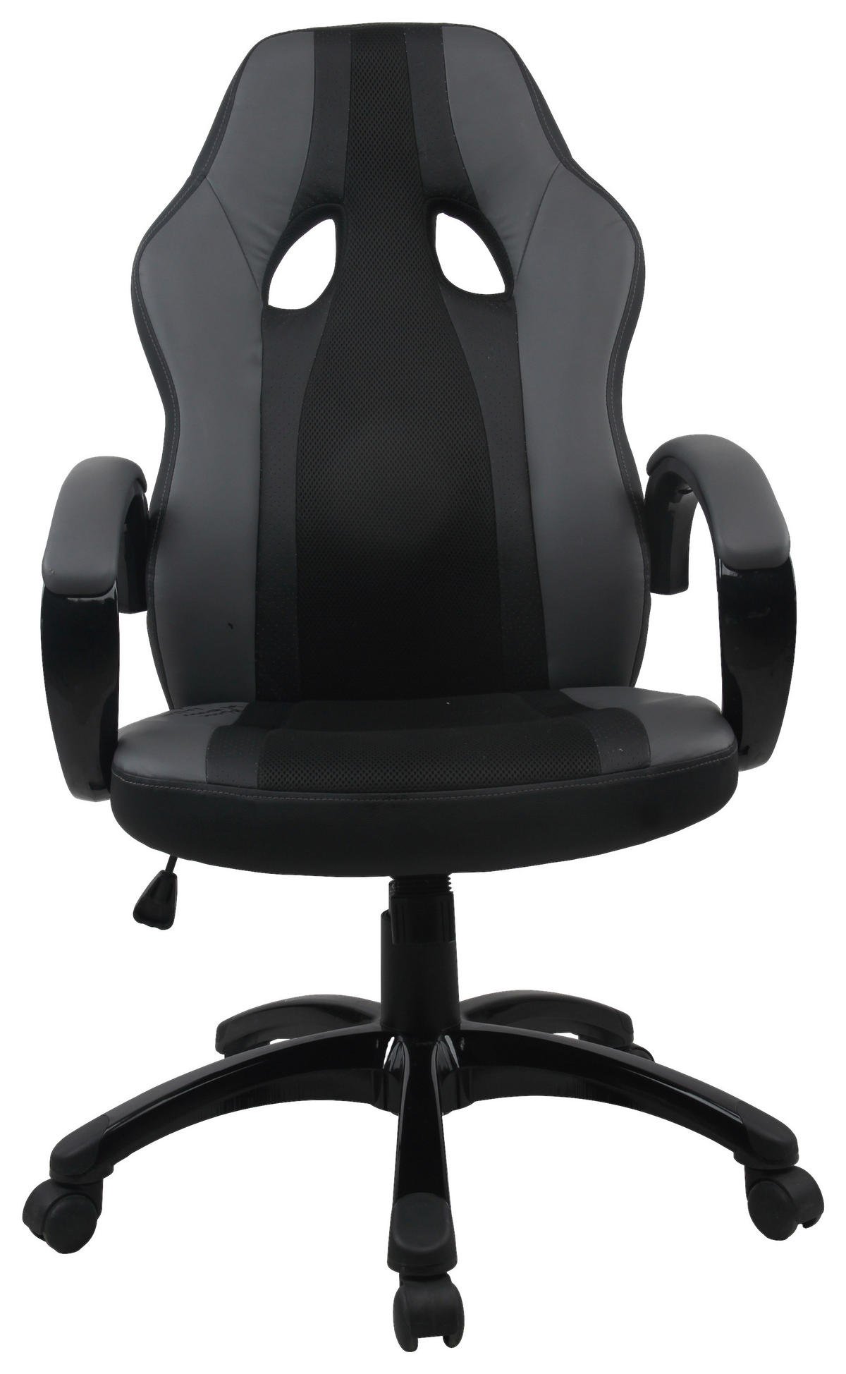 GAMING STOL kovina, umetna masa, tekstil črna, svetlo siva  - črna/siva, Moderno, kovina/umetna masa (61/111/70cm) - MID.YOU