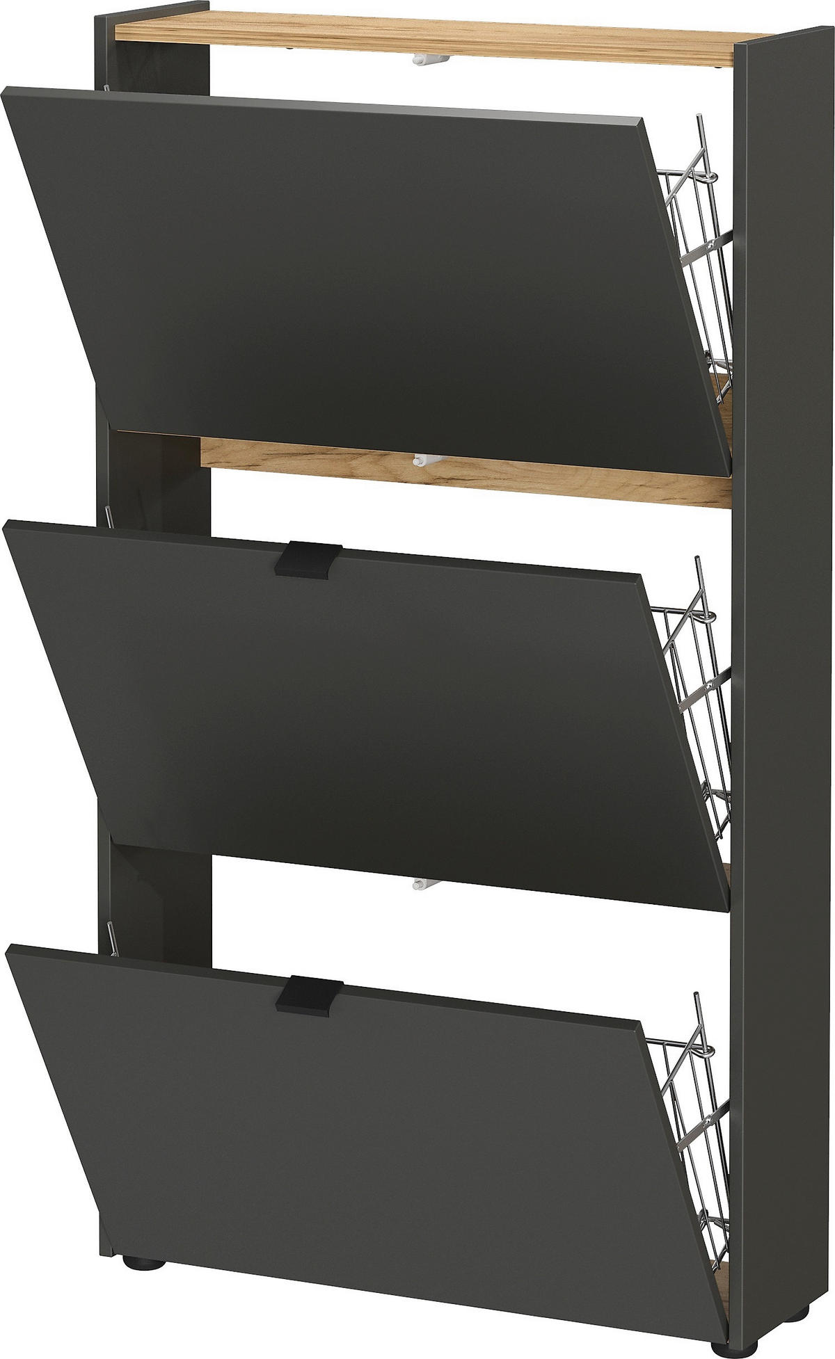 SCHUHSCHRANK Graphitfarben, Eichefarben  - Eichefarben/Schwarz, Design, Holzwerkstoff/Kunststoff (71/127/22cm)
