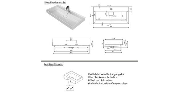 WASCHTISCHKOMBI 100 cm  - Sandfarben/Schwarz, KONVENTIONELL, Keramik/Holzwerkstoff (100cm) - Xora