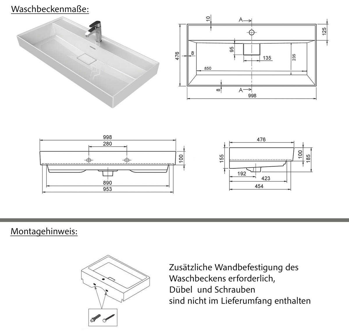 WASCHTISCHKOMBI 100 cm  - Sandfarben/Schwarz, KONVENTIONELL, Keramik/Holzwerkstoff (100cm) - Xora