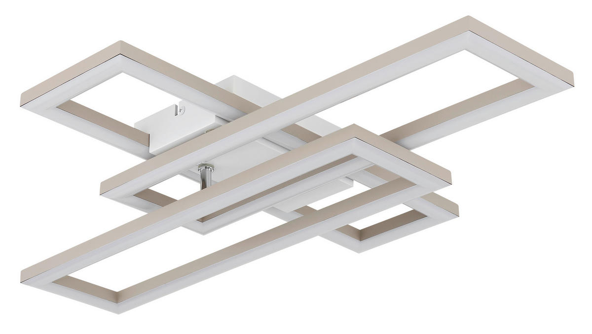 LED-DECKENLEUCHTE WILTON 55/40/7,5 cm  - Sandfarben/Weiß, Design, Kunststoff (55/40/7,5cm) - Globo