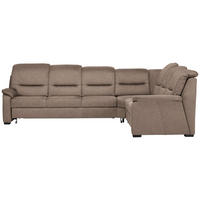 ECKSOFA in Mikrofaser Sandfarben  - Sandfarben/Schwarz, Konventionell, Holz/Textil (303/245cm) - Beldomo Comfort