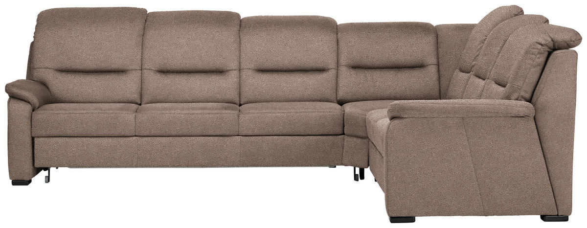 ECKSOFA in Mikrofaser Sandfarben  - Sandfarben/Schwarz, Konventionell, Holz/Textil (303/245cm) - Beldomo Comfort