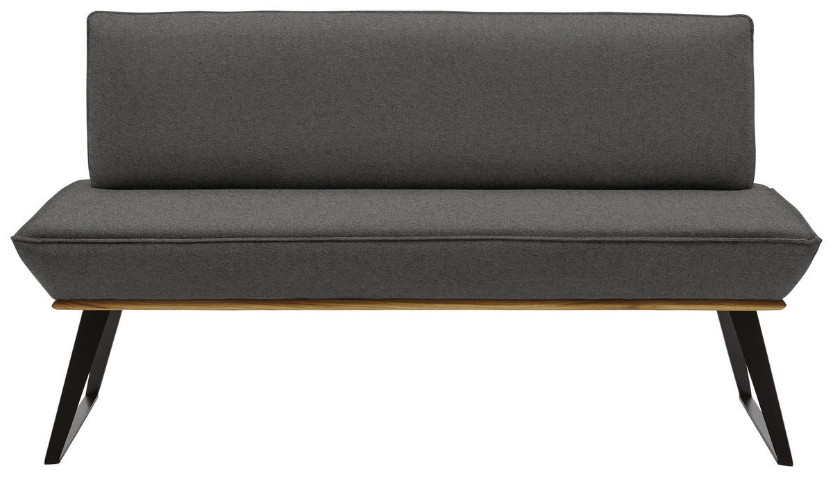 SITZBANK in Holz, Metall, Textil Schwarz, Eichefarben, Dunkelgrau  - Eichefarben/Dunkelgrau, Design, Holz/Textil (140/87/64cm) - Voleo