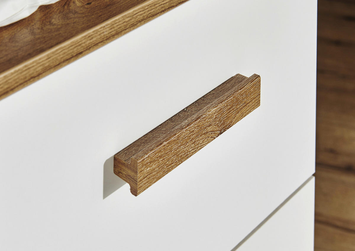 BABYKLEIDERSCHRANK - Weiss/Eichefarben, Modern, Holzwerkstoff (135/199/58cm) - MID.YOU